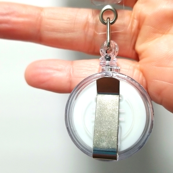 Retractable Badge Holder Frosted Donut Design Clip on Back Snap Closure - Picture 3 of 6